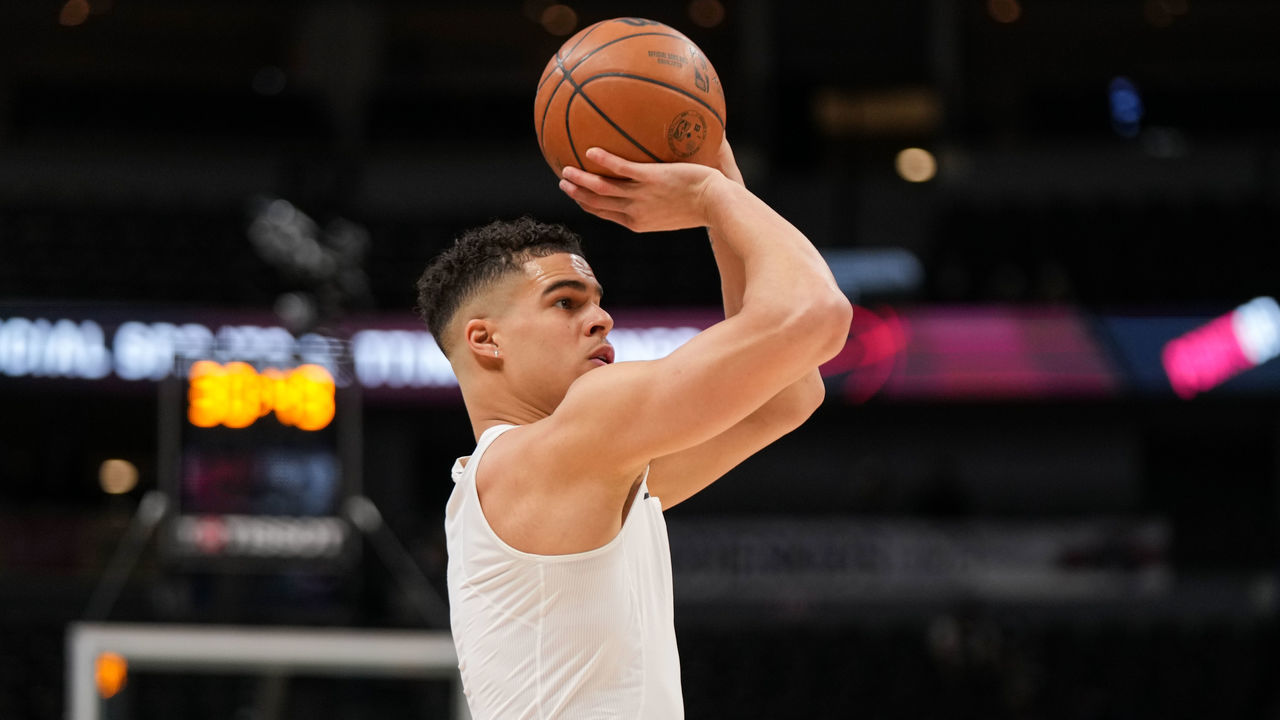 DENVER, CO - JANUARY 21: Michael Porter Jr. #1 of the Denver Nuggets warms up against the Memphis Grizzlies at Ball Arena on January 21, 2022 in Denver, Colorado.