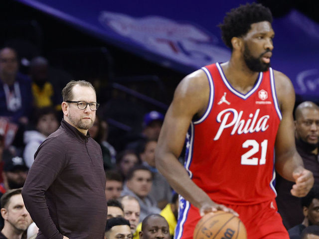 PHILADELPHIA, PENNSYLVANIA - APRIL 18: Head coach Nick Nurse of the Toronto Raptors looks on during the fourth quarter against the Philadelphia 76ers during Game Two of the Eastern Conference First Round at Wells Fargo Center on April 18, 2022 in Philadelphia, Pennsylvania.