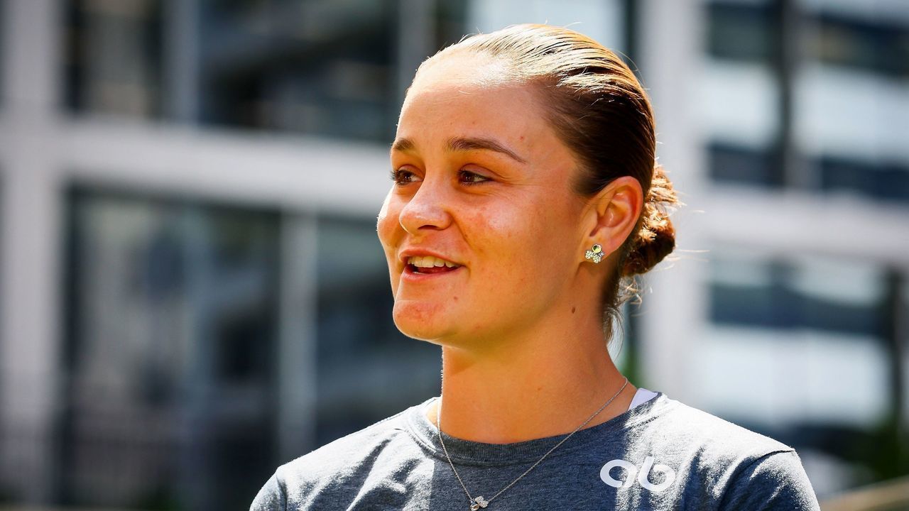 Australia's Ashleigh Barty speaks during a press conference in Brisbane on March 24, 2022, after she announced her retirement from tennis. - IMAGE RESTRICTED TO EDITORIAL USE - STRICTLY NO COMMERCIAL USE