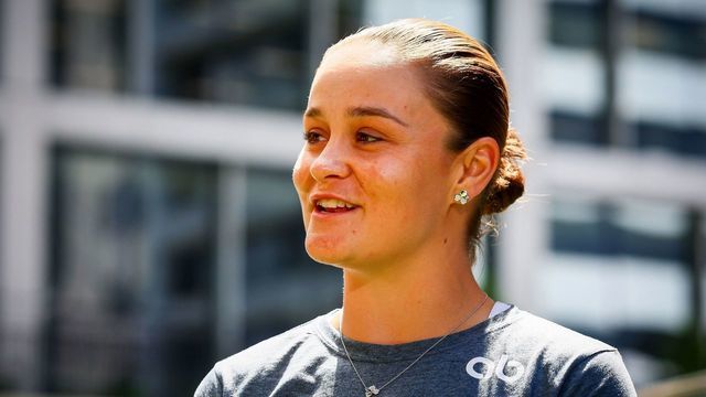 Australia's Ashleigh Barty speaks during a press conference in Brisbane on March 24, 2022, after she announced her retirement from tennis. - IMAGE RESTRICTED TO EDITORIAL USE - STRICTLY NO COMMERCIAL USE