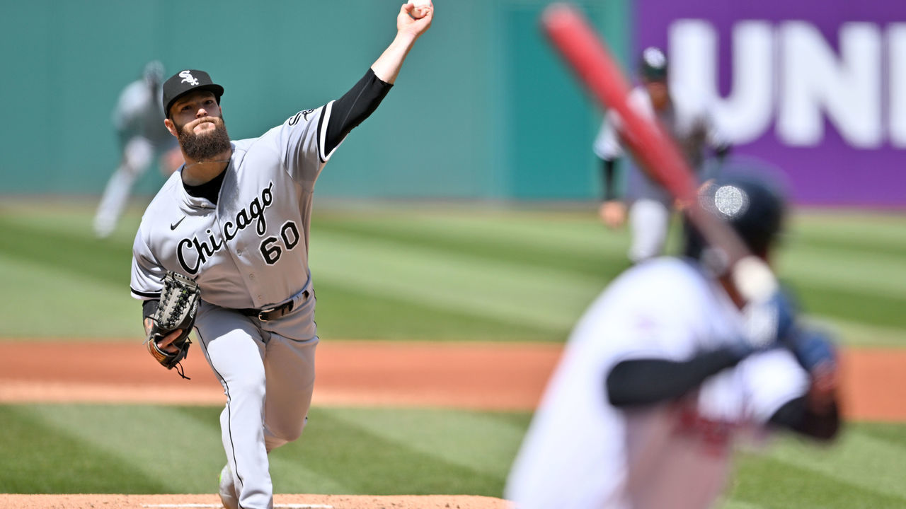 CLEVELAND, OHIO - APRIL 20: Starting pitcher Dallas Keuchel #60 of the Chicago White Sox pitches during the first inning of game one of a doubleheader against the Cleveland Guardians at Progressive Field on April 20, 2022 in Cleveland, Ohio.