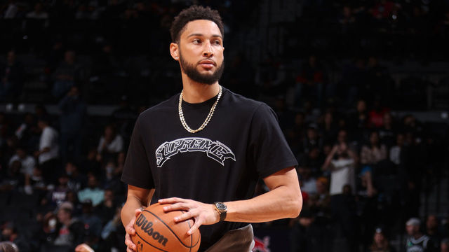 BROOKLYN, NY - APRIL 10: Ben Simmons #10 of the Brooklyn Nets during the game against the Indiana Pacers on April 10, 2022 at Barclays Center in Brooklyn, New York. Mandatory Copyright Notice: Copyright 2022 NBAE