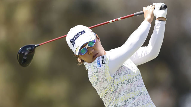 LOS ANGELES, CALIFORNIA - APRIL 21: Nasa Hataoka of Japan tees off the 11th hole during the first round of the DIO Implant LA Open at Wilshire Country Club on April 21, 2022 in Los Angeles, California.