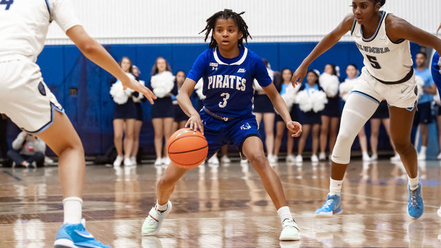 NEW YORK CITY, NY - MARCH 28: Seton Hall Pirates guard Lauren Park-Lane (3) looks for a lane to the basket during the second half of the WNIT Elite Eight basketball game between the Seton Hall Pirates and Columbia Lions on March 28, 2022 at Columbia University in New York, NY