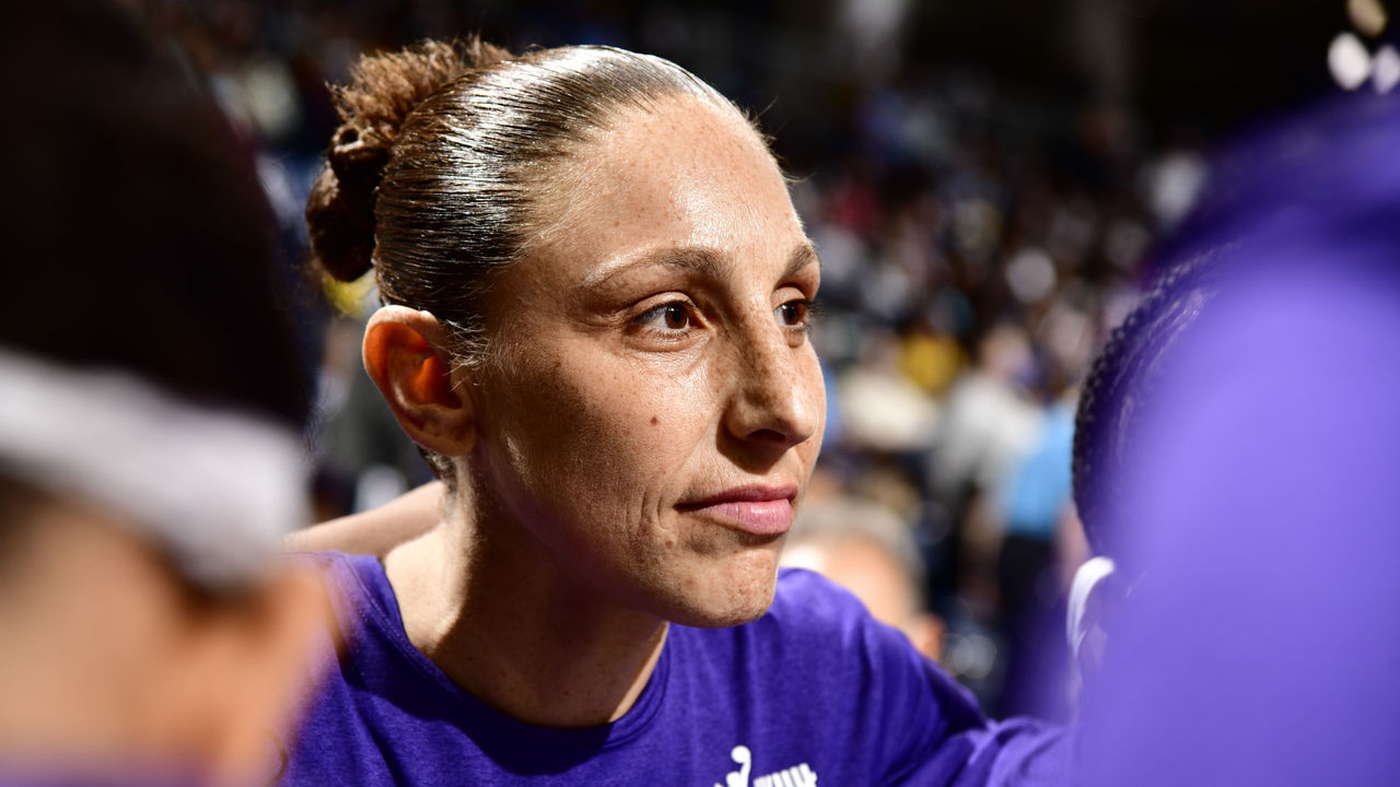 CHICAGO, IL - OCTOBER 15: Diana Taurasi #3 of the Phoenix Mercury looks on during the game against the Chicago Sky in Game Three of the 2021 WNBA Finals on October 15, 2021 at the Wintrust Arena in Chicago, Illinois. Mandatory Copyright Notice: Copyright 2021 NBAE