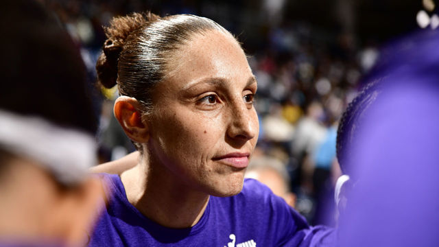 CHICAGO, IL - OCTOBER 15: Diana Taurasi #3 of the Phoenix Mercury looks on during the game against the Chicago Sky in Game Three of the 2021 WNBA Finals on October 15, 2021 at the Wintrust Arena in Chicago, Illinois. Mandatory Copyright Notice: Copyright 2021 NBAE