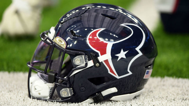 HOUSTON, TX - NOVEMBER 28: A Houston Texans helmet sits on the sidelines during game featuring the Houston Texans and the New York Jets on November 28, 2021 at NRG Stadium in Houston, TX.
