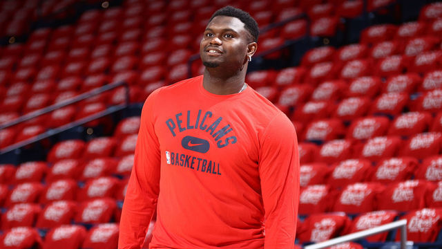 NEW ORLEANS, LA - APRIL 28: Zion Williamson #1 of the New Orleans Pelicans smiles before Round 1 Game 6 of the 2022 NBA Playoffs on April 28, 2022 at the Smoothie King Center in New Orleans, Louisiana. Mandatory Copyright Notice: Copyright 2022 NBAE