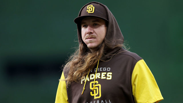 SAN DIEGO, CALIFORNIA - APRIL 22: Mike Clevinger #52 of the San Diego Padres walks to the dugout prior to a game against the Los Angeles Dodgers at PETCO Park on April 22, 2022 in San Diego, California.