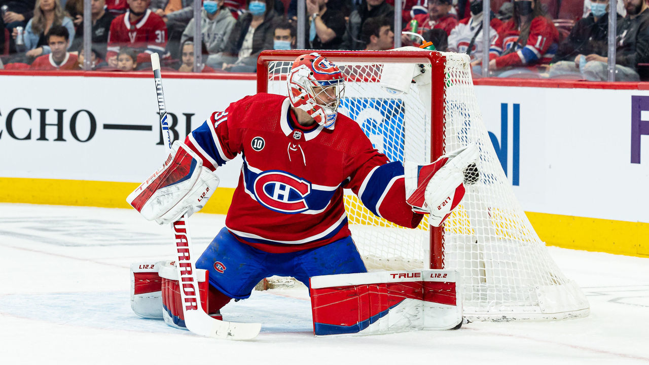 MONTREAL, QC - APRIL 29: Goaltender Carey Price #31 of the Montreal Canadiens makes a glove save against the Florida Panthers in the NHL game at the Bell Centre on April 29, 2022 in Montreal, Quebec, Canada.