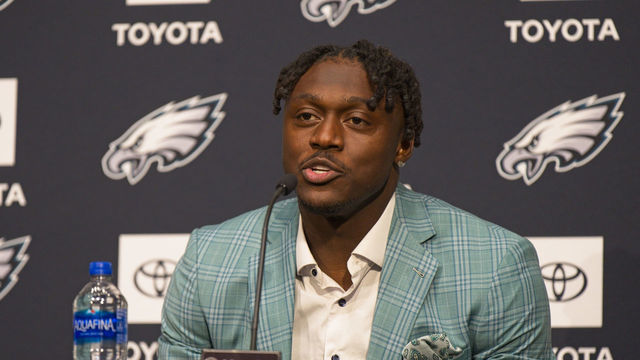 PHILADELPHIA, PA - MAY 02: Philadelphia Eagles wide receiver AJ Brown holds a press conference on May 2, 2020 at the NovaCare Complex in Philadelphia, Pa.