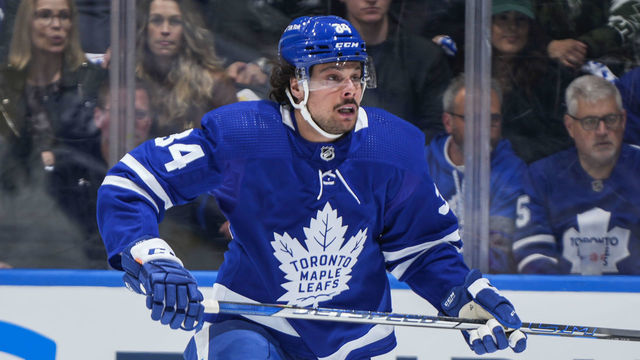 TORONTO, ON - MAY 2: Steven Stamkos #91 of the Tampa Bay Lightning skates against Auston Matthews #34 of the Toronto Maple Leafs during the first period in Game One of the First Round of the 2022 Stanley Cup Playoffs at the Scotiabank Arena on May 2, 2022 in Toronto, Ontario, Canada.