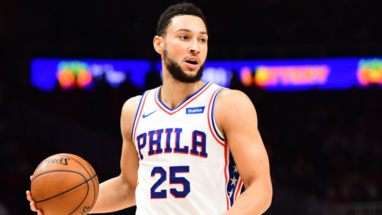 ATLANTA, GA - JUNE 18: Ben Simmons #25 of the Philadelphia 76ers handles the ball against the Atlanta Hawks during Round 2, Game 6 of the Eastern Conference Playoffs on June 18, 2021 at State Farm Arena in Atlanta, Georgia. NOTE TO USER: User expressly acknowledges and agrees that, by downloading and/or using this Photograph, user is consenting to the terms and conditions of the Getty Images License Agreement. Mandatory Copyright Notice: Copyright 2021 NBAE