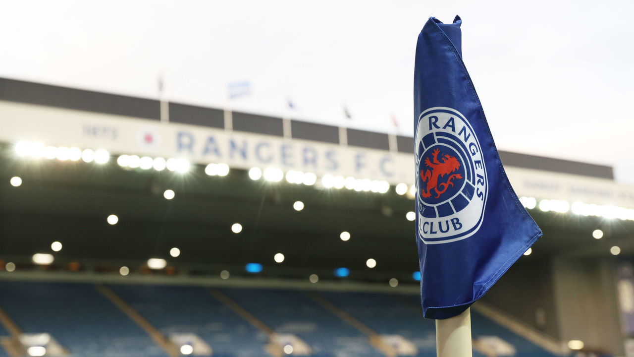GLASGOW, SCOTLAND - OCTOBER 21: A general view during the UEFA Europa League match between Rangers and Brondby at Ibrox Stadium on October 21, 2021, in Glasgow, Scotland.