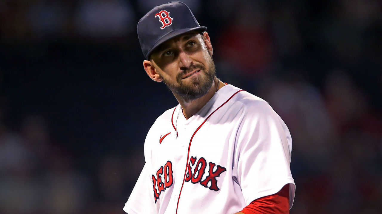 Boston, MA - August 24: Red Sox closer Matt Barnes walks to the dugout after being removed from the game in the top of the ninth inning. The Boston Red Sox hosted the Minnesota Twins in a regular season MLB baseball game at Fenway Park in Boston on August 24, 2021.