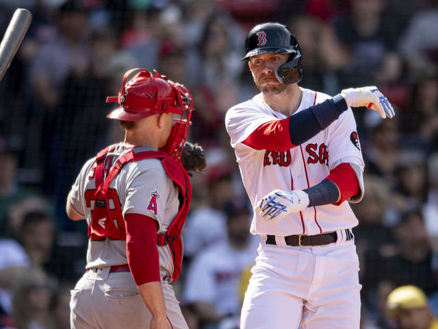 Trevor Story of the Boston Red Sox reacts after hitting a double News  Photo - Getty Images