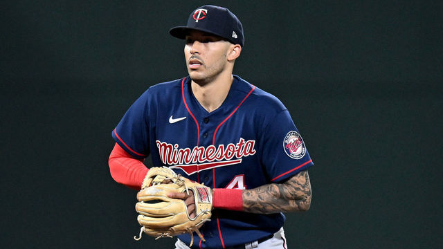BALTIMORE, MARYLAND - MAY 04: Carlos Correa #4 of the Minnesota Twins plays shortstop against the Baltimore Orioles at Oriole Park at Camden Yards on May 04, 2022 in Baltimore, Maryland.