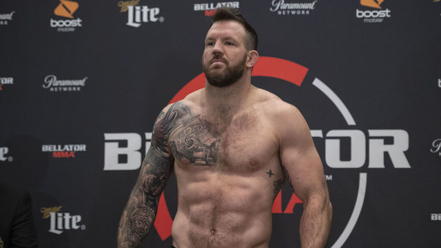 LOS ANGELES, CA - JANUARY 25: Bellator Heavyweight World Grand Prix Finalist Ryan Bader weighs in at 227.8 during the official weigh-ins for Bellator 214 at the Westin Los Angeles Airport in Los Angeles, Friday, Jan 25, 2019.