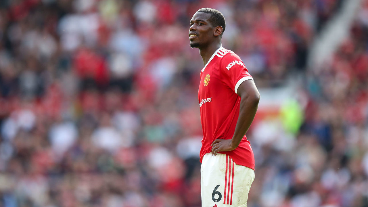 MANCHESTER, ENGLAND - APRIL 16: Paul Pogba of Manchester United during the Premier League match between Manchester United and Norwich City at Old Trafford on April 16, 2022 in Manchester, United Kingdom.