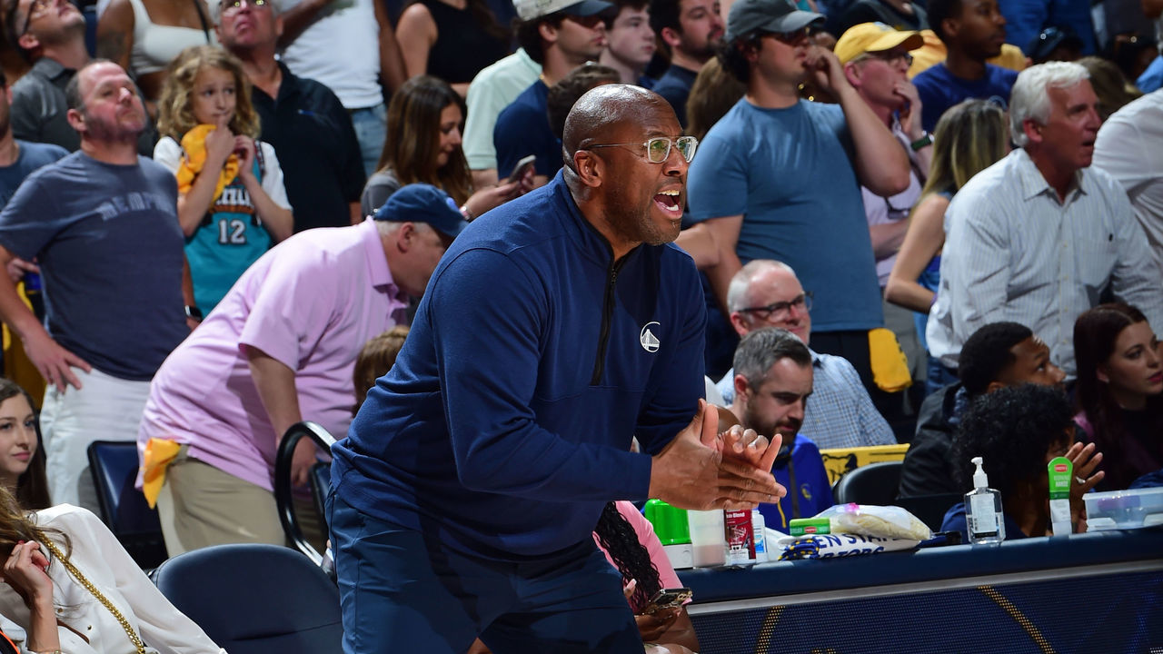 MEMPHIS, TN - MAY 1: Assistant Coach of the Golden State Warriors, Mike Brown looks on during Game 1 of the 2022 NBA Playoffs Western Conference Semifinals on May 1, 2022 at FedExForum in Memphis, Tennessee. Mandatory Copyright Notice: Copyright 2022 NBAE