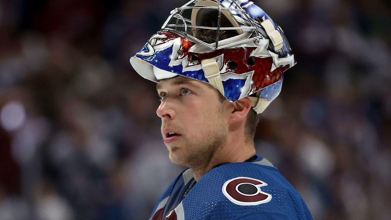 DENVER, COLORADO - MAY 05: Darcy Kuemper #35 Colorado Avalanche tends goal against the Nashville Predators in the third period during Game Two of the First Round of the 2022 Stanley Cup Playoffs at Capital One Arena at Ball Arena on May 05, 2022 in Denver, Colorado..