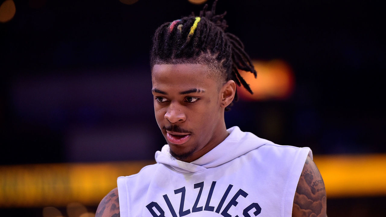 MEMPHIS, TENNESSEE - MAY 03: Ja Morant #12 of the Memphis Grizzlies warms up before Game Two of the Western Conference Semifinals of the NBA Playoffs against the Golden State Warriors at FedExForum on May 03, 2022 in Memphis, Tennessee.
