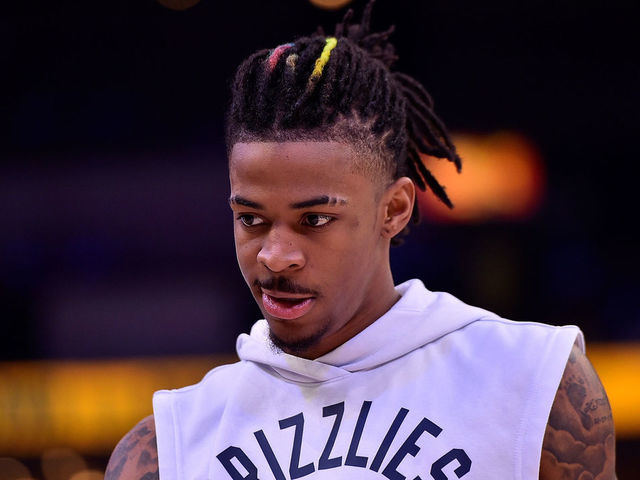 MEMPHIS, TENNESSEE - MAY 03: Ja Morant #12 of the Memphis Grizzlies warms up before Game Two of the Western Conference Semifinals of the NBA Playoffs against the Golden State Warriors at FedExForum on May 03, 2022 in Memphis, Tennessee.