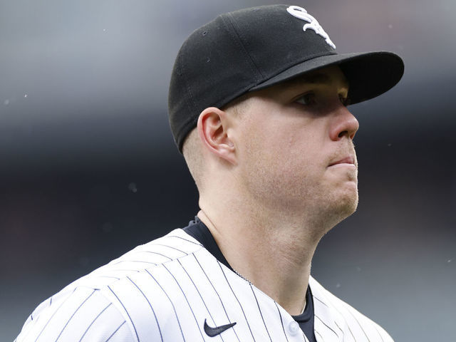 CHICAGO, IL - APRIL 28: Chicago White Sox right fielder Gavin Sheets (32) looks on during an MLB game against the Kansas City Royals on April 28, 2022 at Guaranteed Rate Field in Chicago, Illinois.