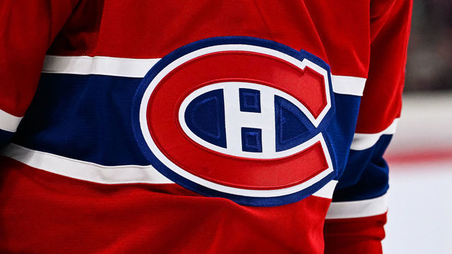 MONTREAL, QC - APRIL 15: View of a Montreal Canadiens logo on a jersey worn by a member of the team during the New York Islanders versus the Montreal Canadiens game on April 15, 2022 at Bell Centre in Montreal, QC