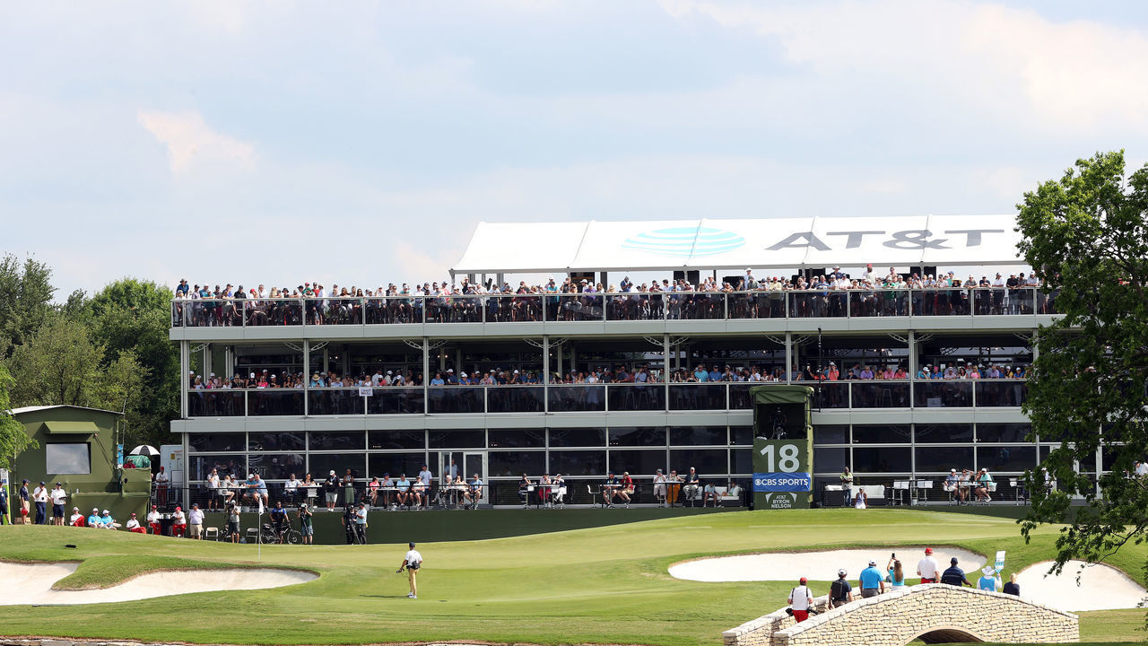 MCKINNEY, TEXAS - MAY 15: A general view of the 18th hole green during round three of the AT&T Byron Nelson at TPC Craig Ranch on May 15, 2021 in McKinney, Texas.