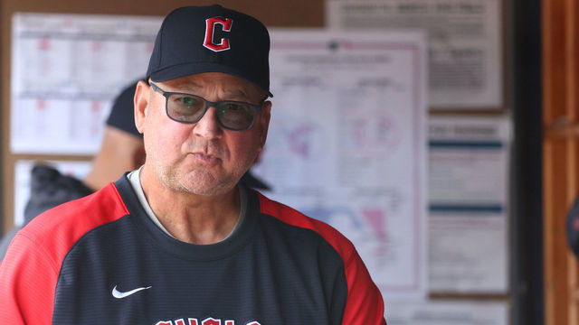 NEW YORK, NEW YORK - APRIL 24: Terry Francona #77 of the Cleveland Guardians looks on from the dugout before the game against the New York Yankees at Yankee Stadium on April 24, 2022 in the Bronx borough of New York City.