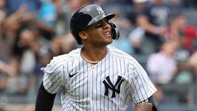 NEW YORK, NEW YORK - MAY 11: Gleyber Torres #25 of the New York Yankees rounds the bases after hitting a three run home run in the fourth inning against Jose Berrios #17 of the Toronto Blue Jays during their game at Yankee Stadium on May 11, 2022 in New York City.