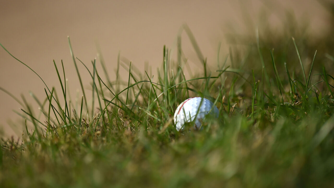 AGRATE CONTURBIA, ITALY - OCTOBER 04: A generic view of a golf ball in the grass during the third round, day four, of the Italian Challenge Open Eneos Motor Oil at Golf Club Castelconturbia on October 04, 2020 in Agrate Conturbia, Italy.