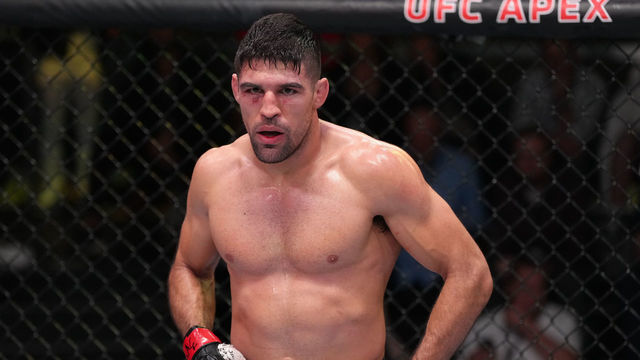 LAS VEGAS, NEVADA - APRIL 16: Vicente Luque of Brazil is seen during his welterweight fight against Belal Muhammad during the UFC Fight Night event at UFC APEX on April 16, 2022 in Las Vegas, Nevada.
