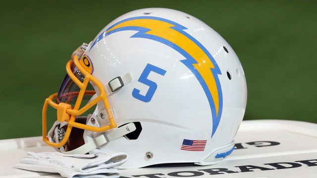 HOUSTON, TEXAS - DECEMBER 26: Los Angeles Chargers helmet on rthe sidelines at NRG Stadium on December 26, 2021 in Houston, Texas.