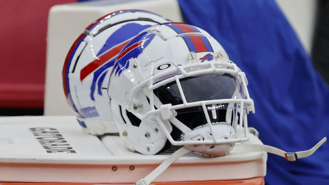 FOXBOROUGH, MA - DECEMBER 26: Bills helmets during a game between the New England Patriots and the Buffalo Bills on December 26. 2021, at Gillette Stadium in Foxborough, Massachusetts.