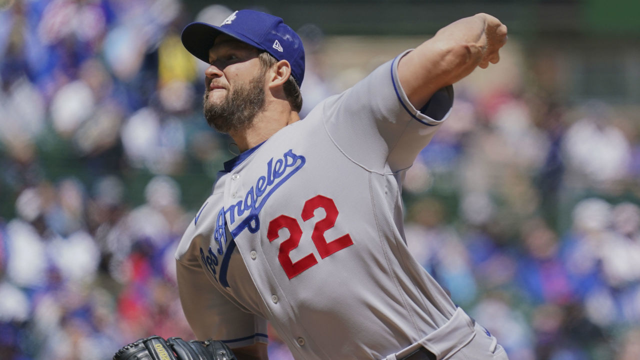 CHICAGO, ILLINOIS - MAY 07: Clayton Kershaw #22 of the Los Angeles Dodgers throws a pitch against the Chicago Cubs at Wrigley Field on May 07, 2022 in Chicago, Illinois.