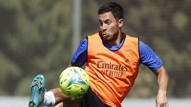 MADRID, SPAIN - MAY 13: Eden Hazard, player of Real Madrid, is training at Valdebebas training ground on May 13, 2022 in Madrid, Spain.