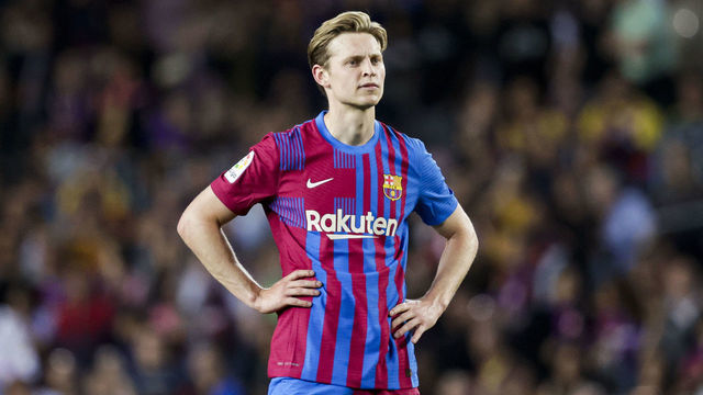 BARCELONA, SPAIN - MAY 10: Frenkie de Jong of FC Barcelona during the La Liga Santander match between FC Barcelona v Celta de Vigo at the Camp Nou on May 10, 2022 in Barcelona Spain
