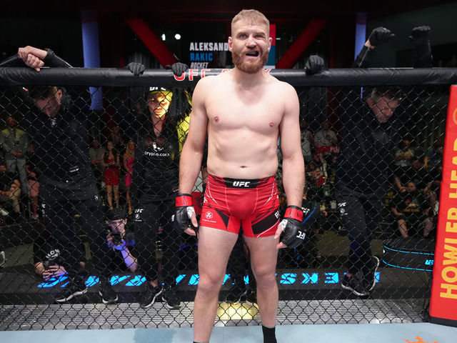 LAS VEGAS, NEVADA - MAY 14: Jan Blachowicz of Poland prepares to fight Aleksandar Rakic of Austria in a light heavyweight fight during the UFC Fight Night event at UFC APEX on May 14, 2022 in Las Vegas, Nevada.
