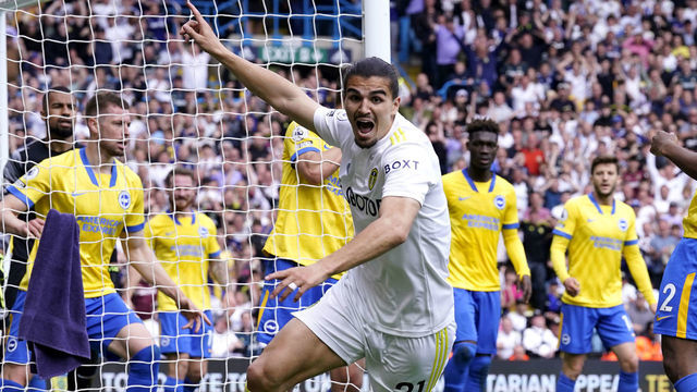 Leeds United's Pascal Struijk celebrates scoring their side's first goal of the game during the Premier League match at Elland Road, Leeds. Picture date: Sunday May 15, 2022.