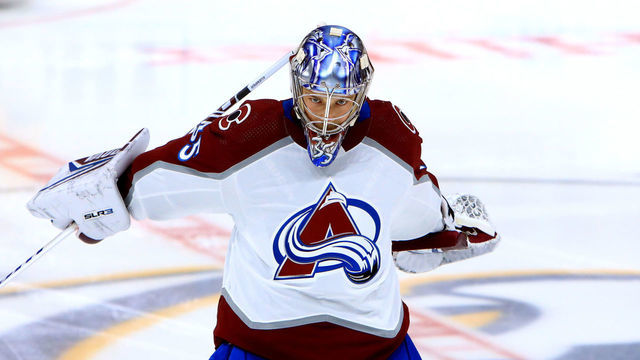 NASHVILLE, TN - MAY 07: The artwork on the mask of Colorado Avalanche goalie Darcy Kuemper (35) is shown prior to Game 3 of the first round of the Stanley Cup Playoffs between the Nashville Predators and Colorado Avalanche, held on May 7, 2022, at Bridgestone Arena in Nashville, Tennessee.