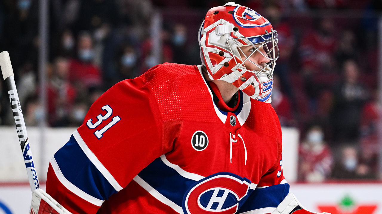 MONTREAL, QC - APRIL 29: Look on Montreal Canadiens goalie Carey Price (31) at warm-up before the Florida Panthers versus the Montreal Canadiens game on April 29, 2022 at Bell Centre in Montreal, QC