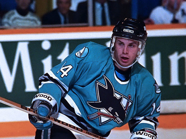 TORONTO, ON - MARCH 24: Ray Whitney #14 of the San Jose Sharks skates against the Toronto Maple Leafs during NHL game action on March 24, 1994 at Maple Leaf Gardens in Toronto, Ontario, Canada.