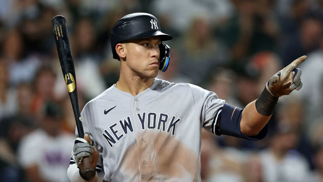 BALTIMORE, MARYLAND - MAY 17: Aaron Judge #99 of the New York Yankees looks on against the Baltimore Orioles during the sixth inning at Oriole Park at Camden Yards on May 17, 2022 in Baltimore, Maryland.