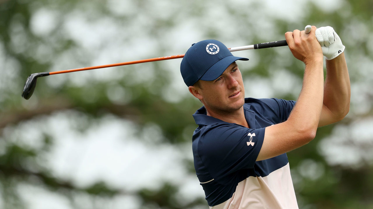 TULSA, OKLAHOMA - MAY 17: Jordan Spieth of the United States plays his shot from the 14th tee during a practice round prior to the start of the 2022 PGA Championship at Southern Hills Country Club on May 17, 2022 in Tulsa, Oklahoma.