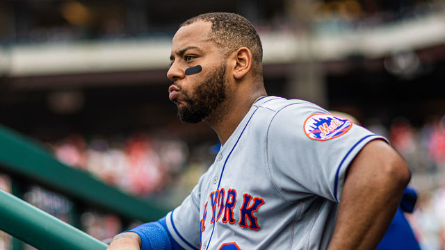 PHILADELPHIA, PA - APRIL 13: Dominic Smith #2 of the New York Mets looks on during the game against the Philadelphia Phillies at Citizens Bank Park on Wednesday April 13, 2022 in Philadelphia, Pennsylvania.