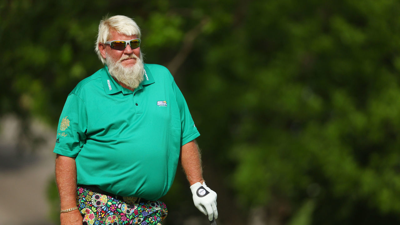 TULSA, OKLAHOMA - MAY 19: John Daly of the United States waits to tee off on the 11th tee during the first round of the 2022 PGA Championship at Southern Hills Country Club on May 19, 2022 in Tulsa, Oklahoma.