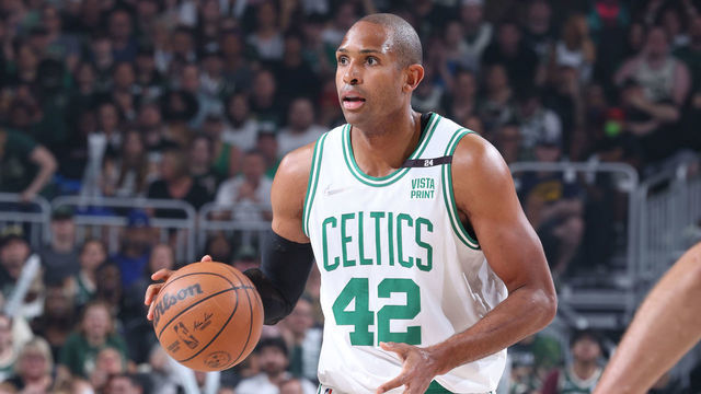MILWAUKEE, WI - MAY 13: Al Horford #42 of the Boston Celtics handles the ball during Game 6 of the 2022 NBA Playoffs Eastern Conference Semifinals against the Milwaukee Bucks on May 13, 2022 at the Fiserv Forum Center in Milwaukee, Wisconsin. Mandatory Copyright Notice: Copyright 2022 NBAE .