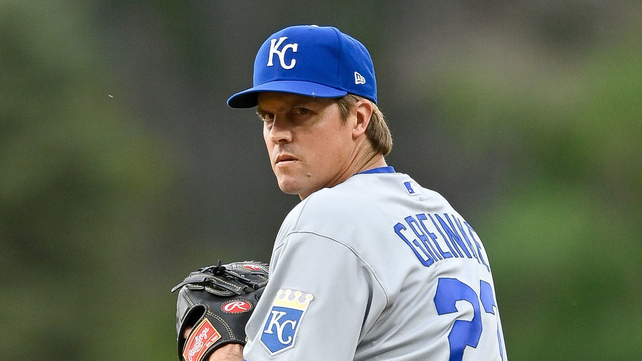 DENVER, CO - MAY 13: Kansas City Royals starting pitcher Zack Greinke (23) pitches during a game between the Kansas City Royals and the Colorado Rockies at Coors Field on May 13, 2022 in Denver, Colorado.